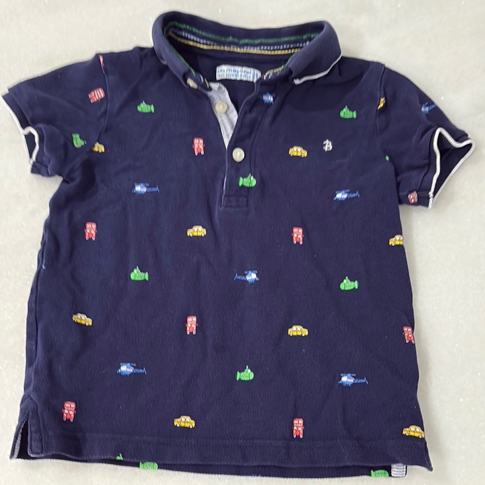 Mayoral Polo Shirt Blue and Red Playful Patterns
